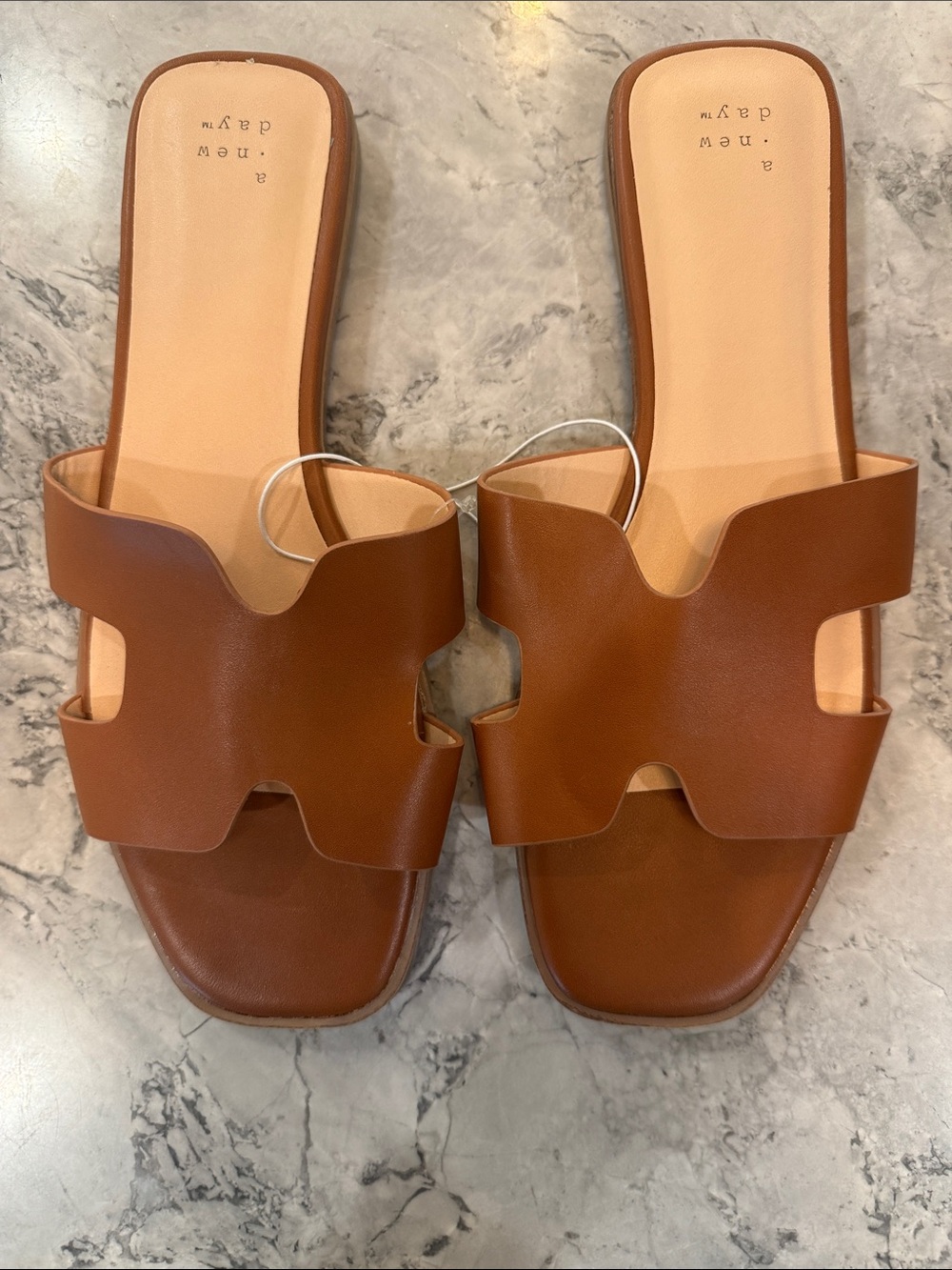 a new day Brown Slide Sandals with Cutout Strap